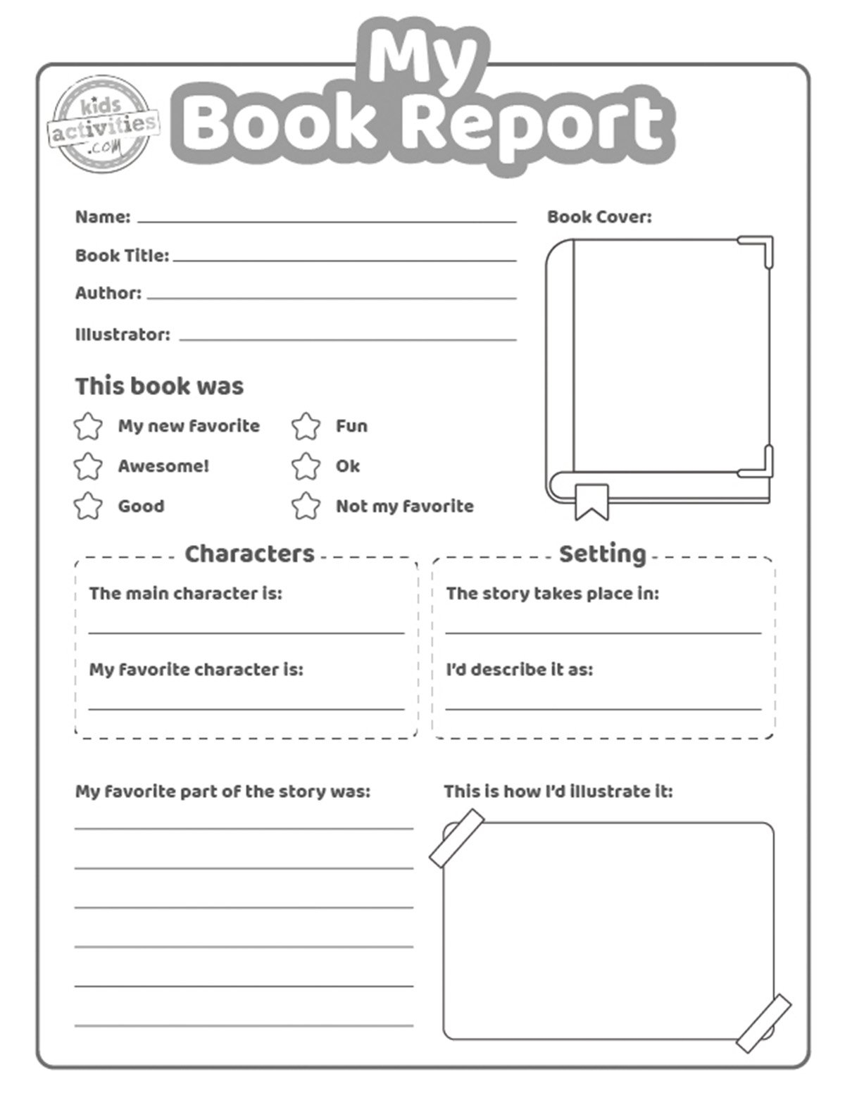 Printable Book Template Worksheet