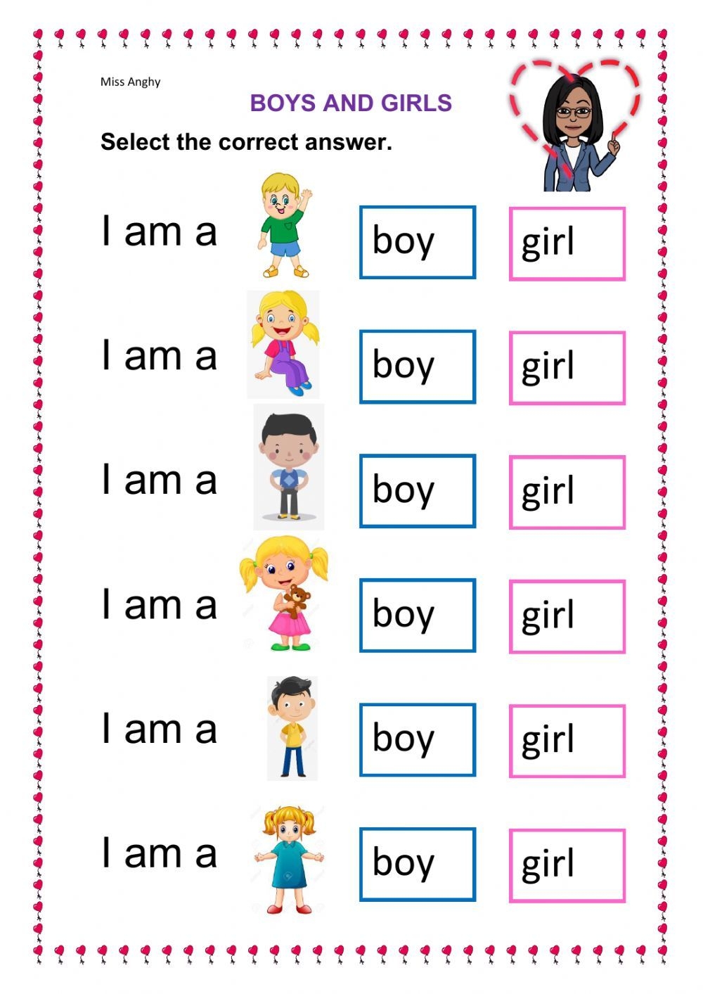 Boy And Girl Worksheets For Preschool Boy And Girl Worksheets For Preschool
