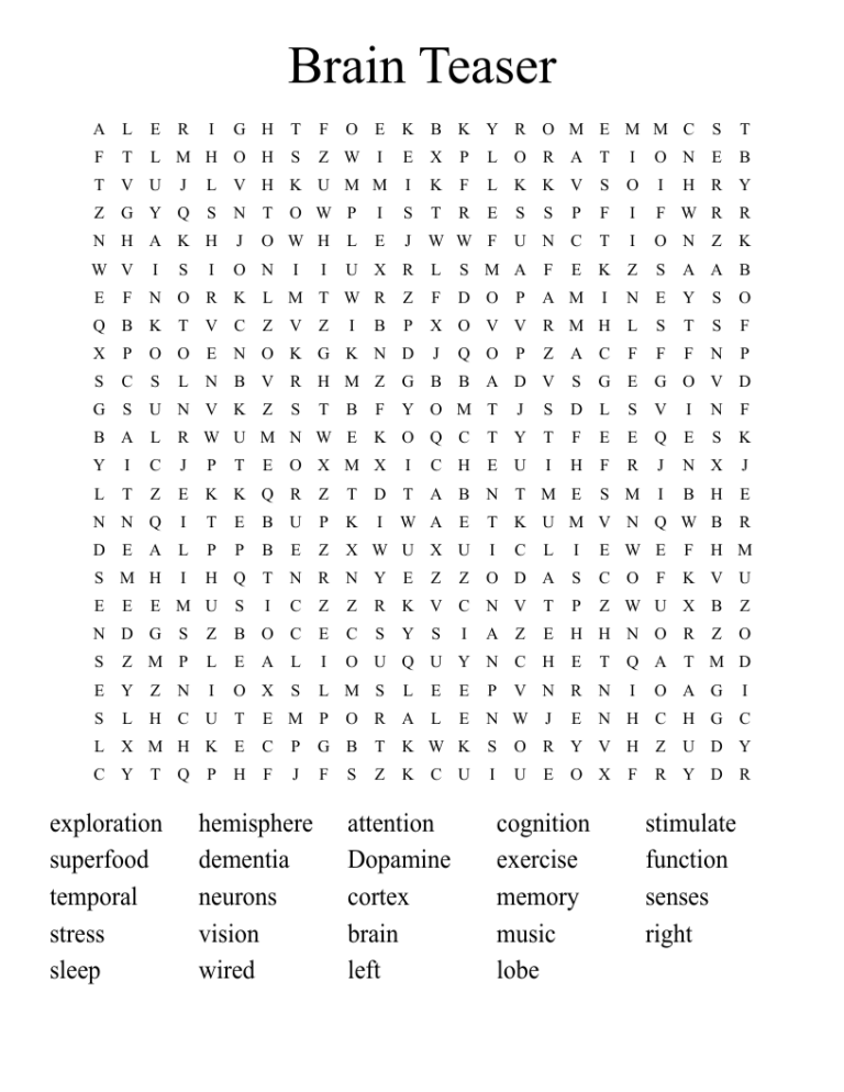 Brain Teaser Word Search WordMint