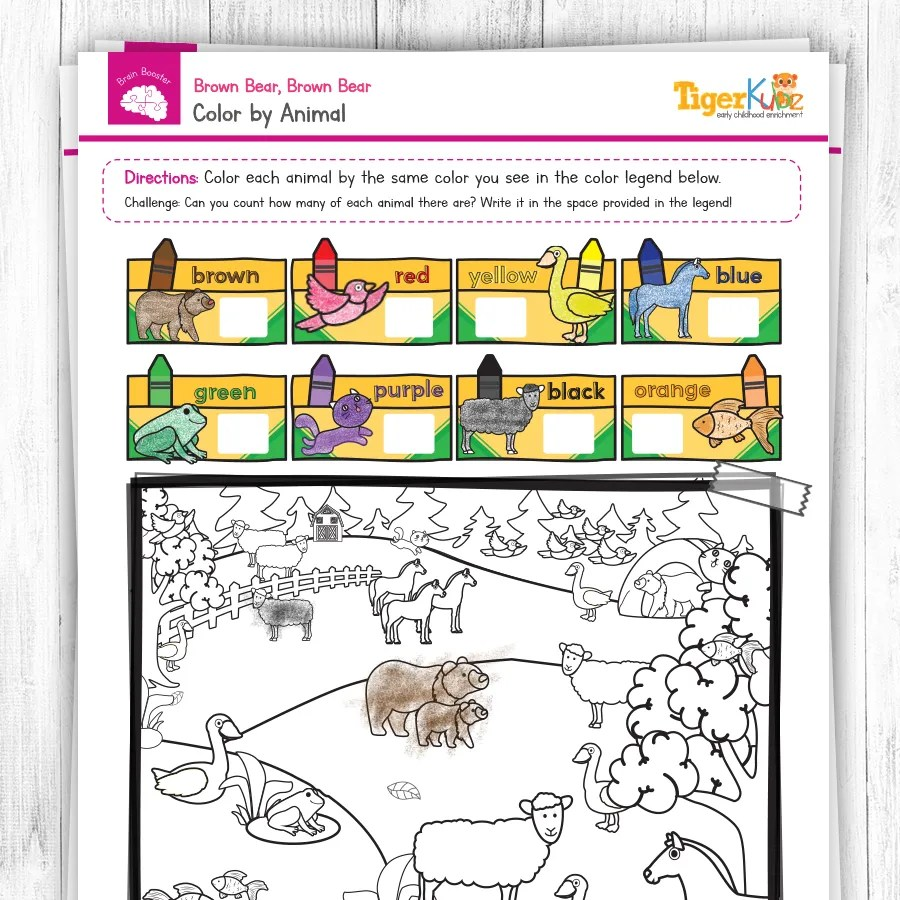 Brown Bear What Do You See Printable Color By Animal TigerKubz