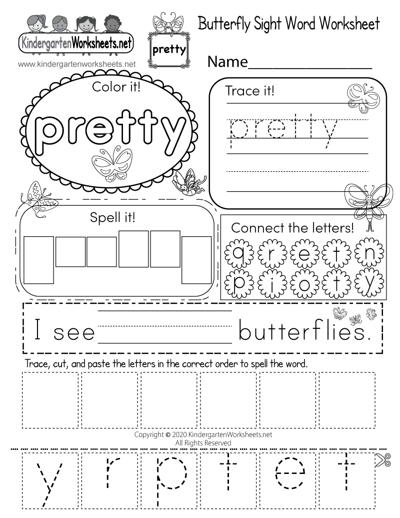 Butterfly Sight Word Worksheet Free Printable Digital U0026 PDF