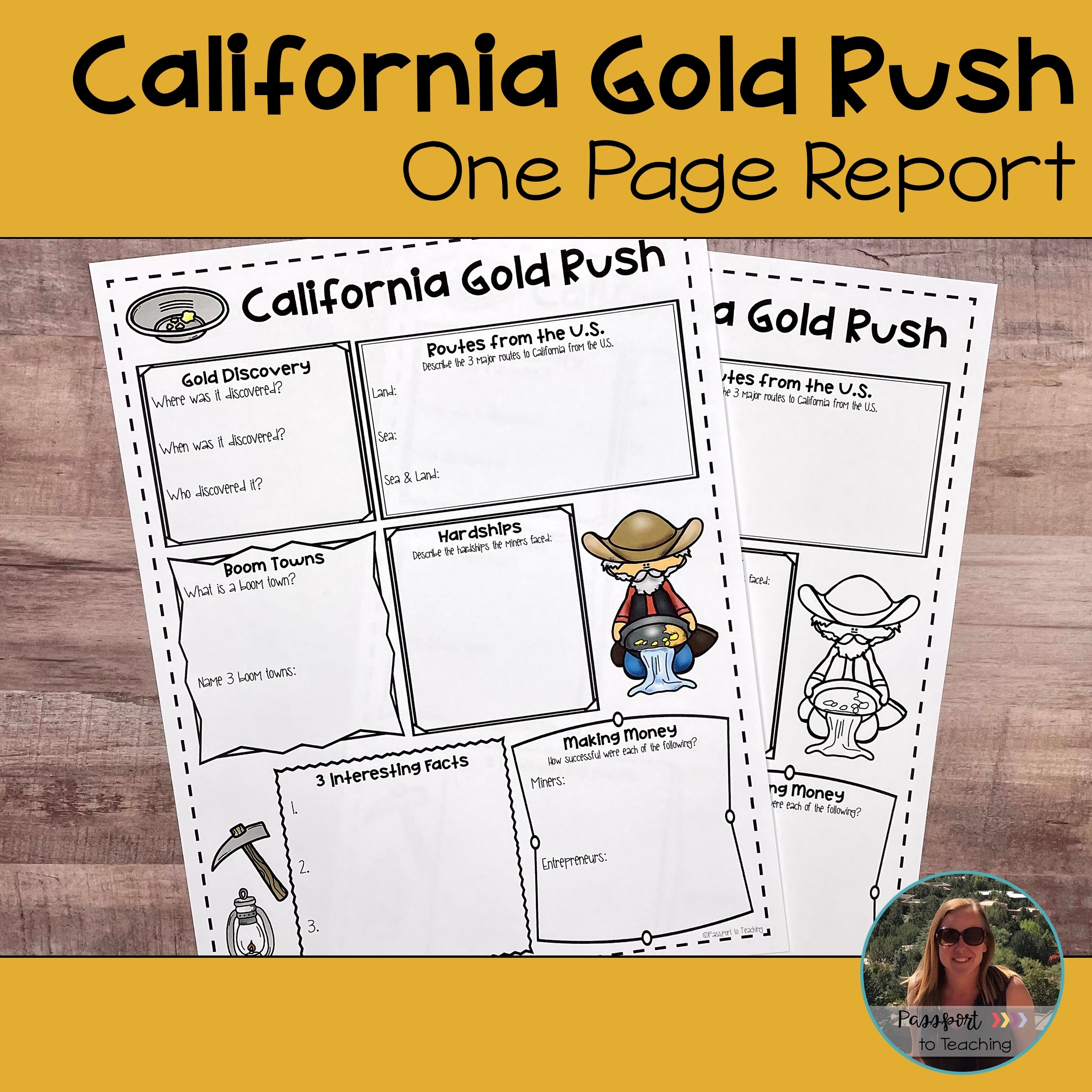 California Gold Rush One Page Report Poster Made By Teachers