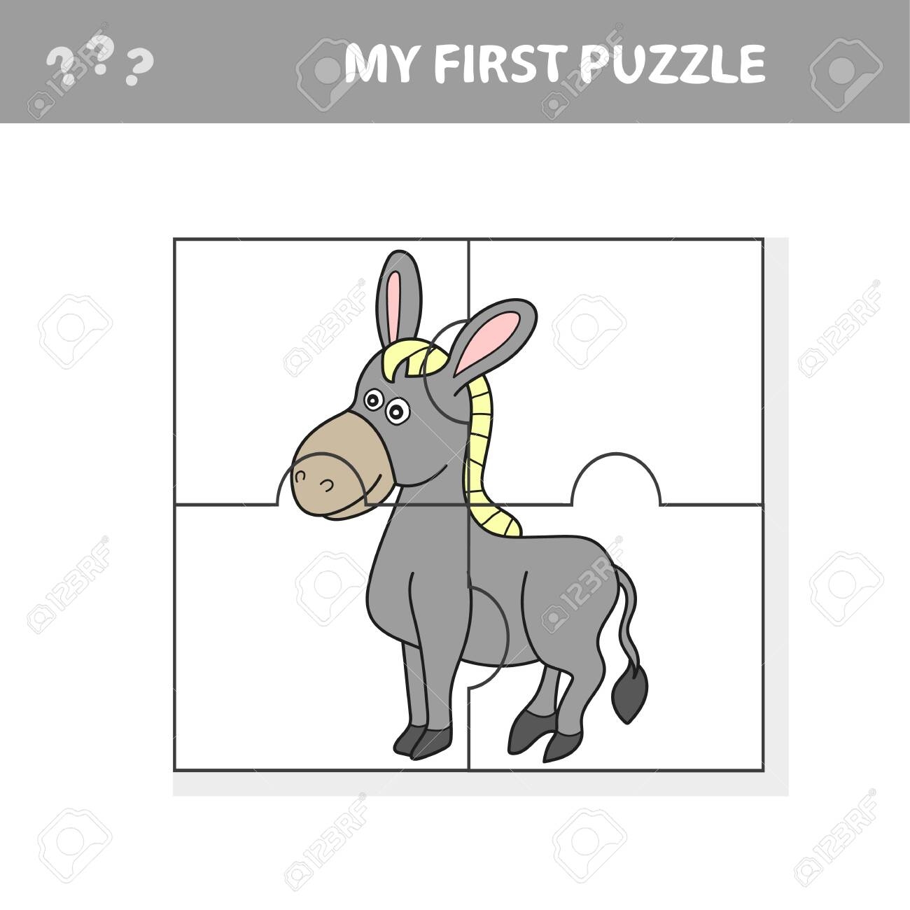 Cartoon Vector Illustration Of Education Jigsaw Puzzle Game For 