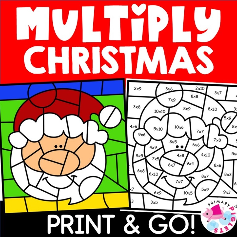 Christmas Math Coloring Pages Multiplication Color By Number Code Sheets Classful