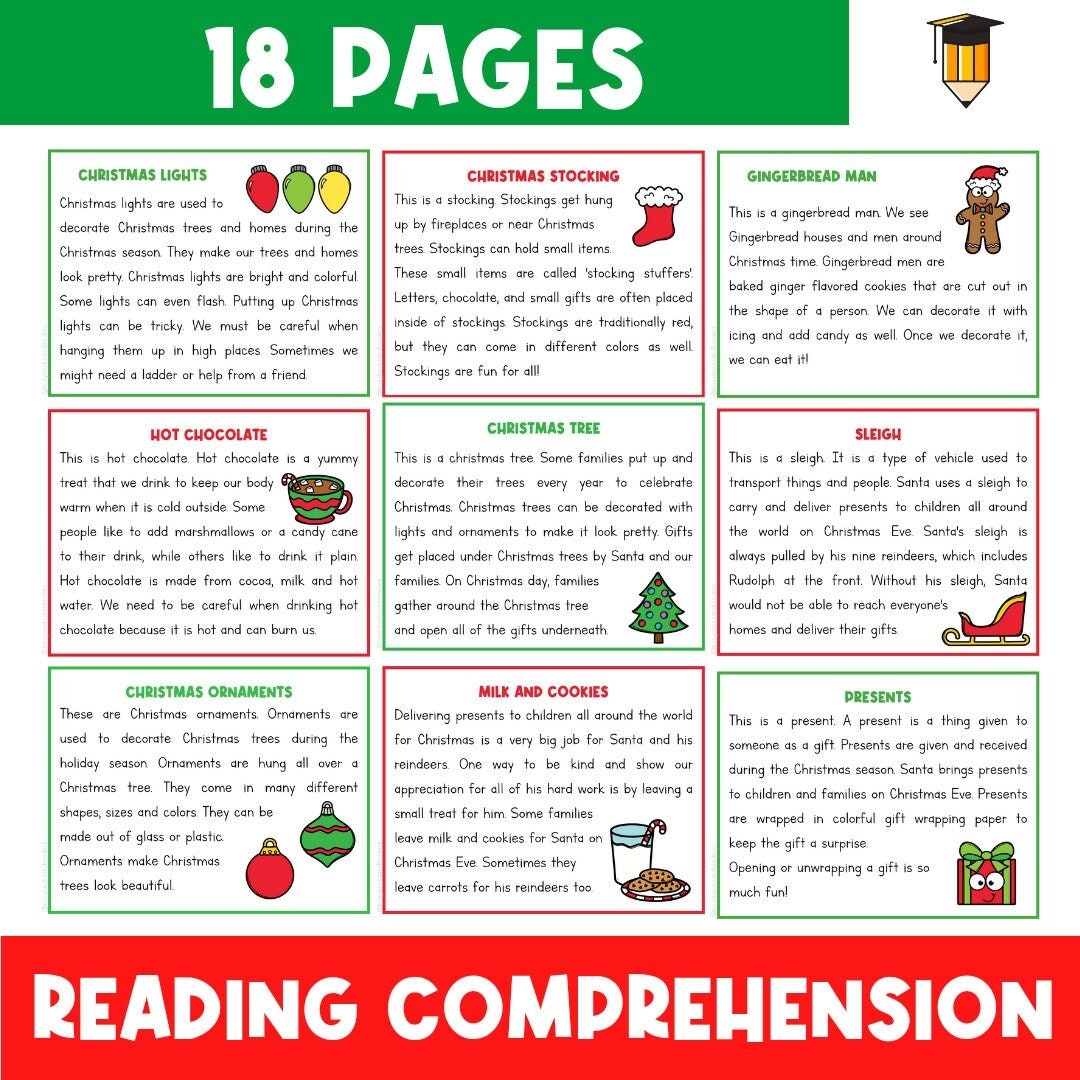 CHRISTMAS READING COMPREHENSION Christmas Worksheets Reading And Writing Preschool Kindergarten Grade One Literacy Centers Etsy CHRISTMAS READING COMPREHENSION Christmas Worksheets Reading And Writing Preschool Kindergarten Grade One Literacy Centers Etsy