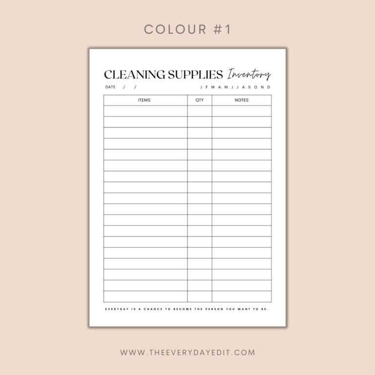 Cleaning Supplies Inventory Printable Cleaning Inventory Chart Home Management Inventory Template Inventory Tracker Instant Download Etsy