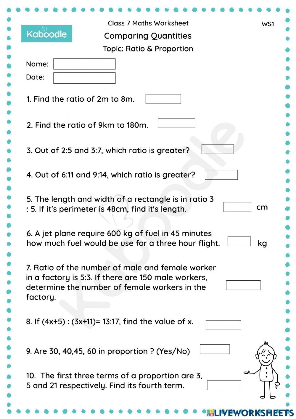 Free Ratio Worksheets Grade 7