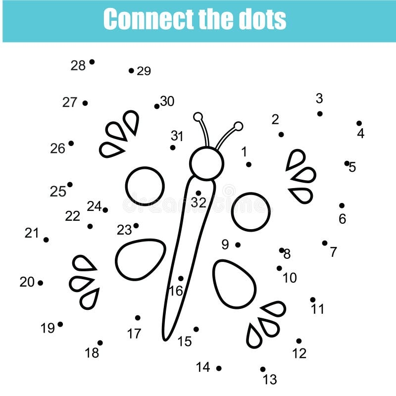 Connect The Dots By Numbers Children Educational Game Printable Worksheet Activity Butterfly Stock Vector Illustration Of Game Connect 104829175