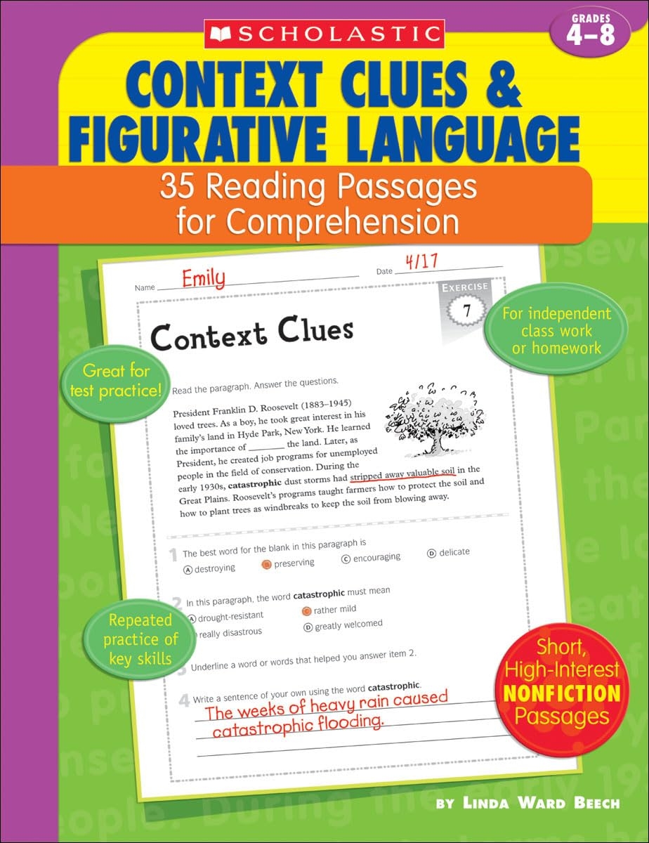 Context Clues And Figurative Language 35 Reading Passages For Comprehension Grades 4 8 Book Context Clues And Figurative Language 35 Reading Passages For Comprehension Grades 4 8 Book