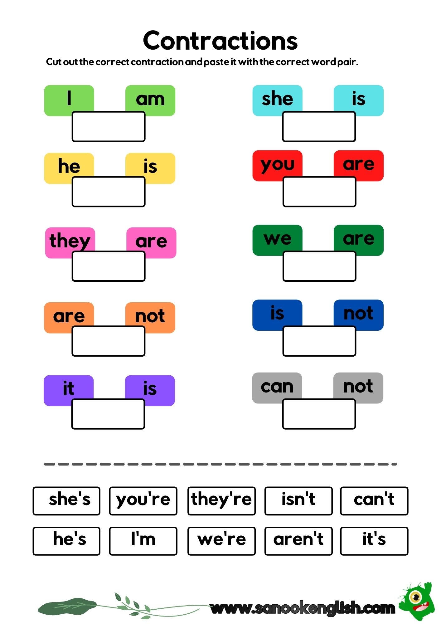 Contractions With Is Worksheets 3 Fun Am Is Are PDF Printables