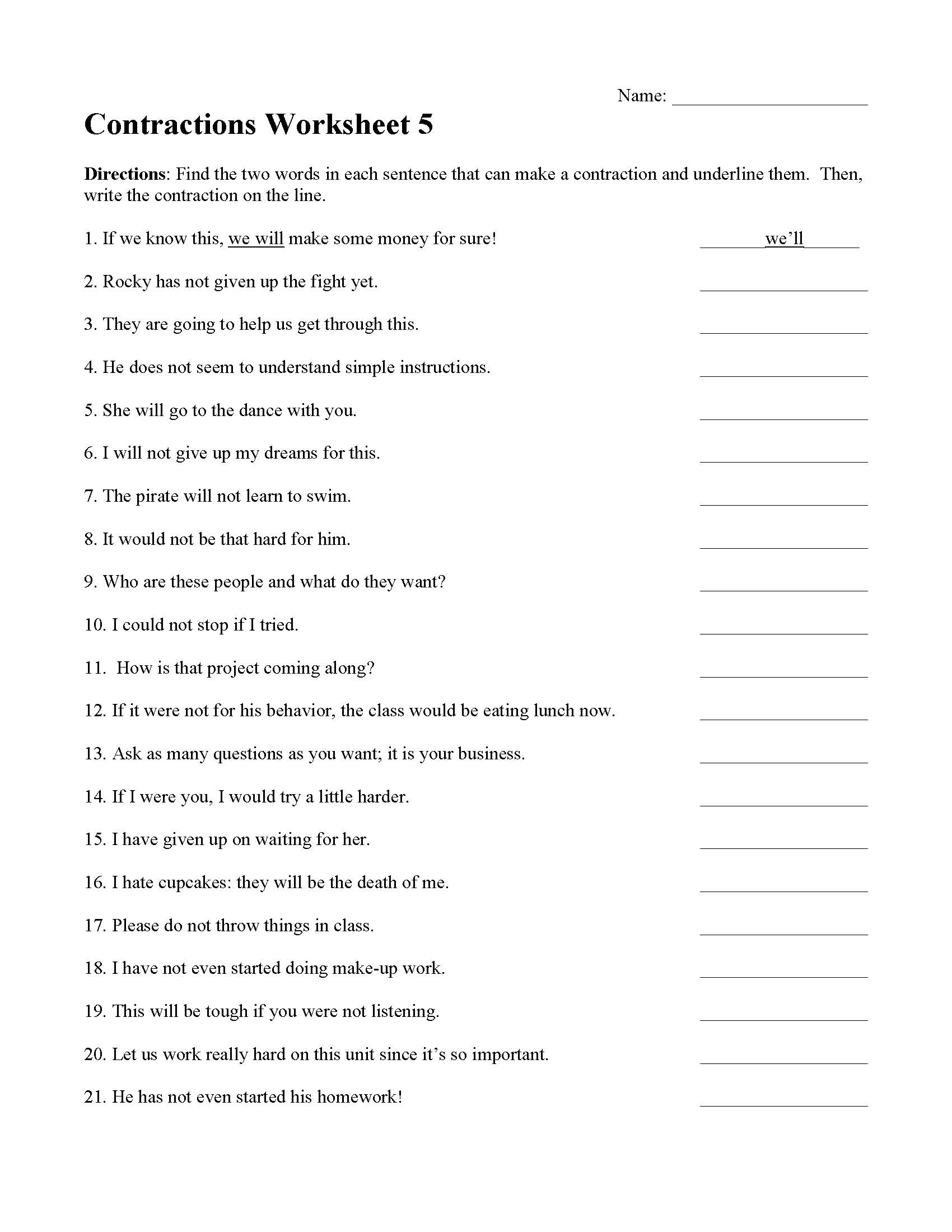 Free Printable 7th Grade Grammar Worksheets