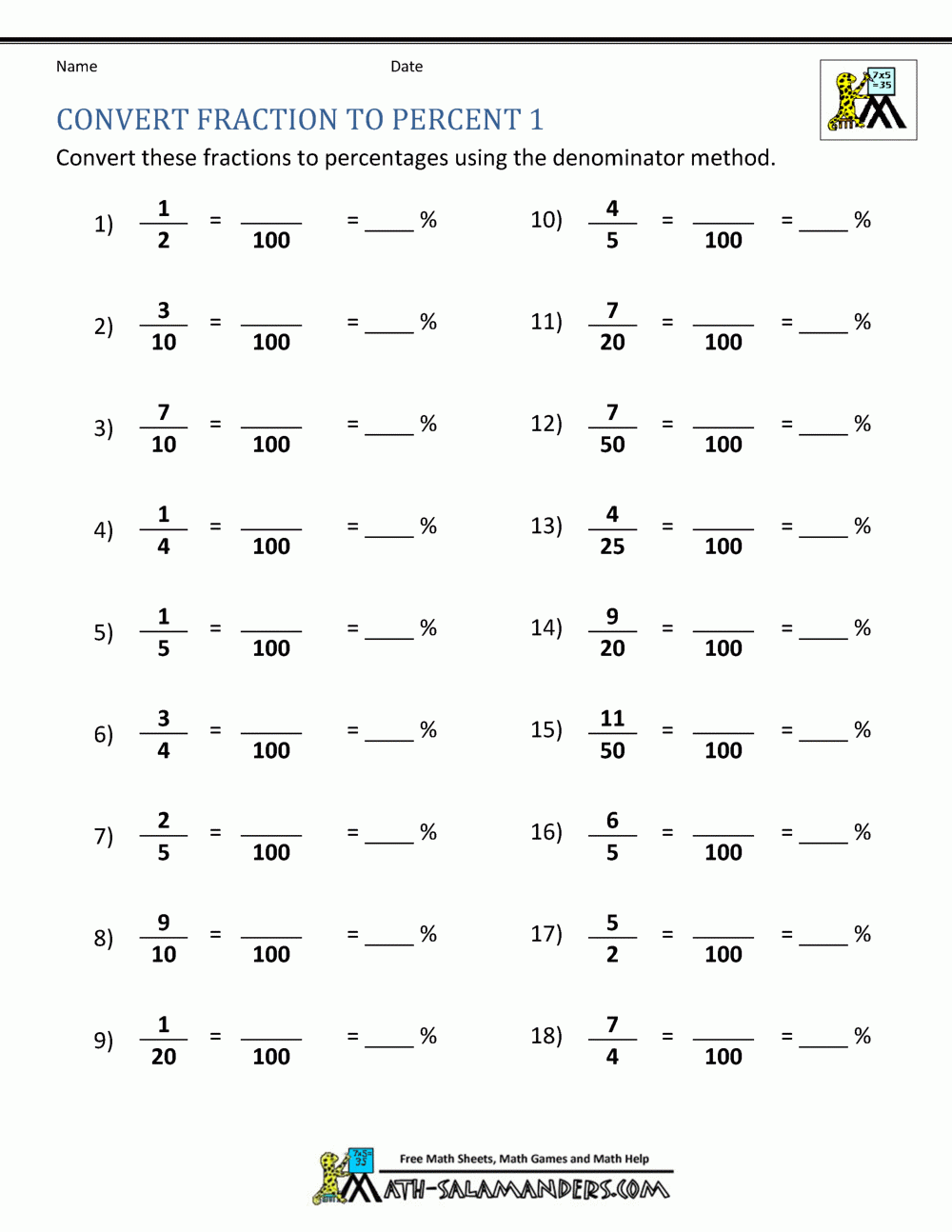 Convert Fraction To Percent