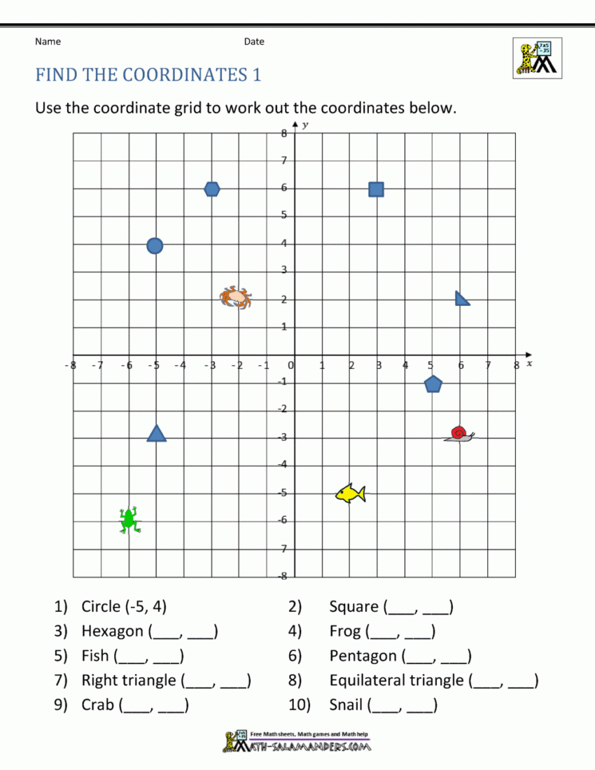 Coordinate Plane Worksheets 4 Quadrants