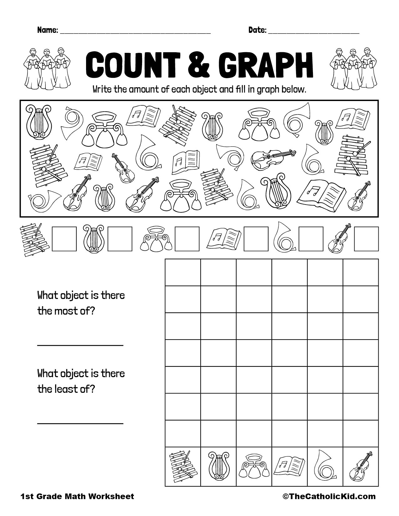 Count Graph Catholic Themed Worksheet TheCatholicKid