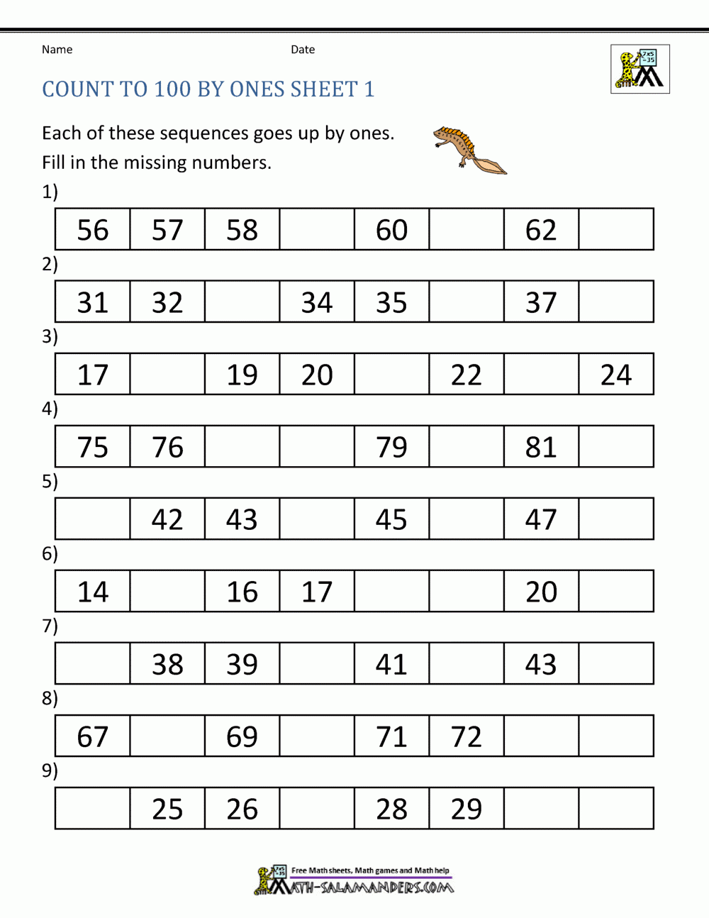 Count To 100 By Ones Count To 100 By Ones
