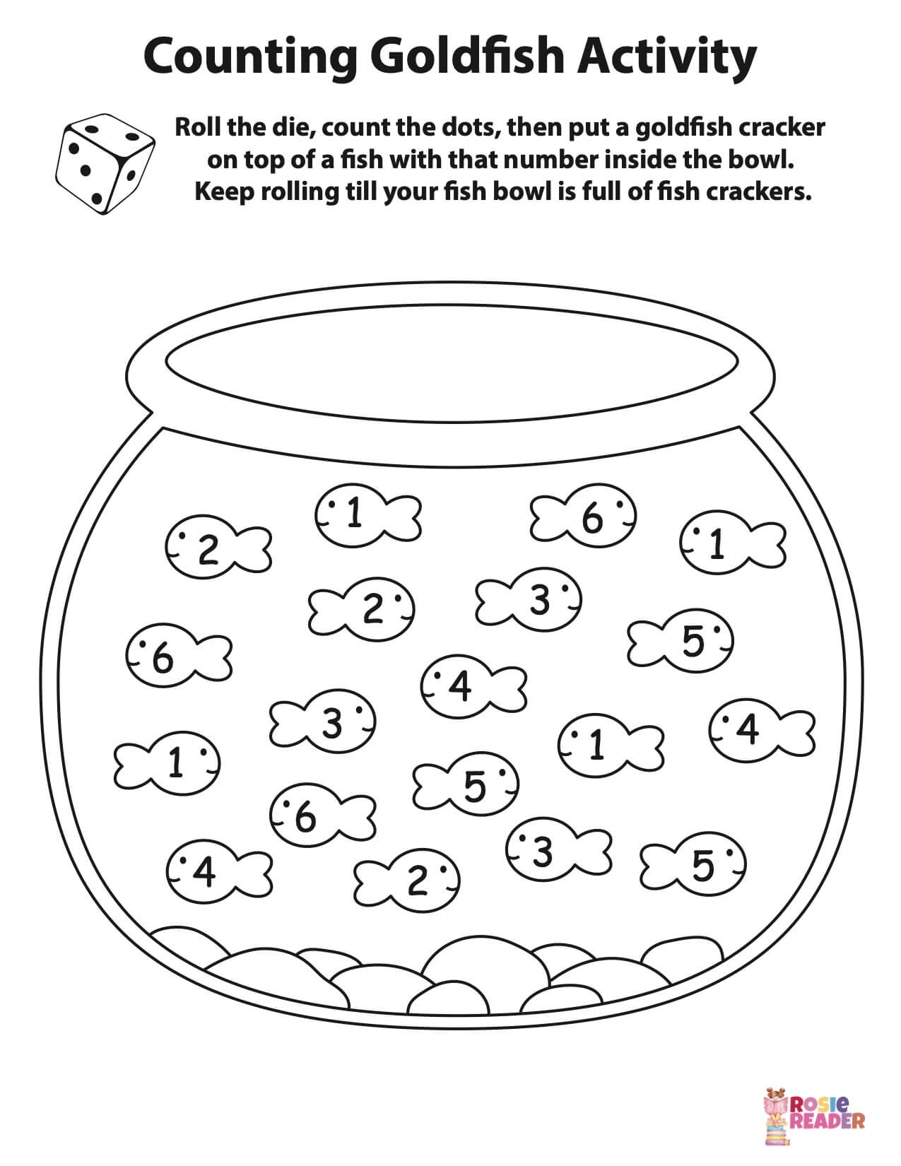 Counting Goldfish Activity Printable Die Reading Adventures For Kids Ages 3 To 5 Counting Goldfish Activity Printable Die Reading Adventures For Kids Ages 3 To 5