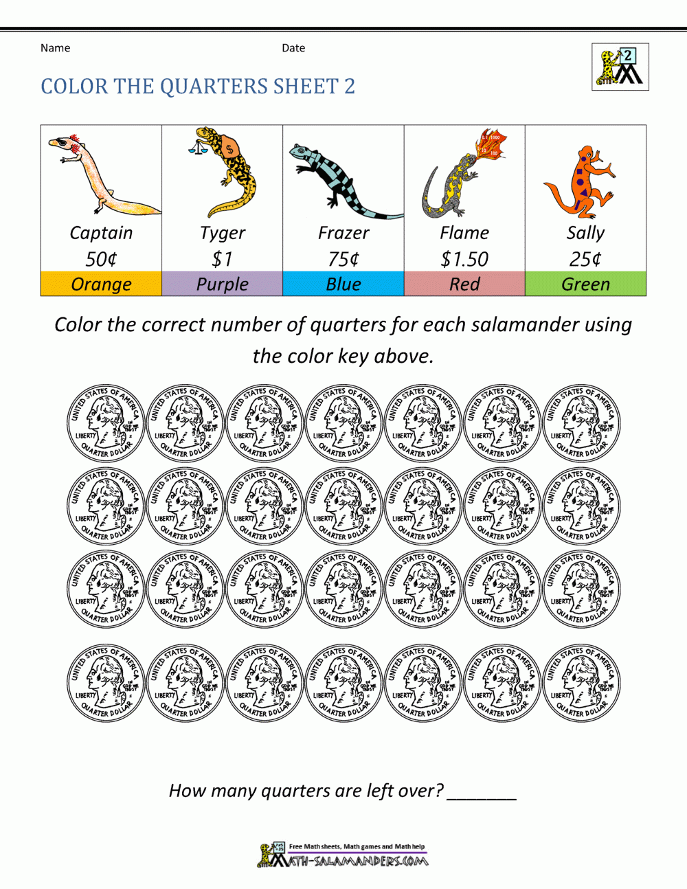 Counting Quarters Worksheet Counting Quarters Worksheet