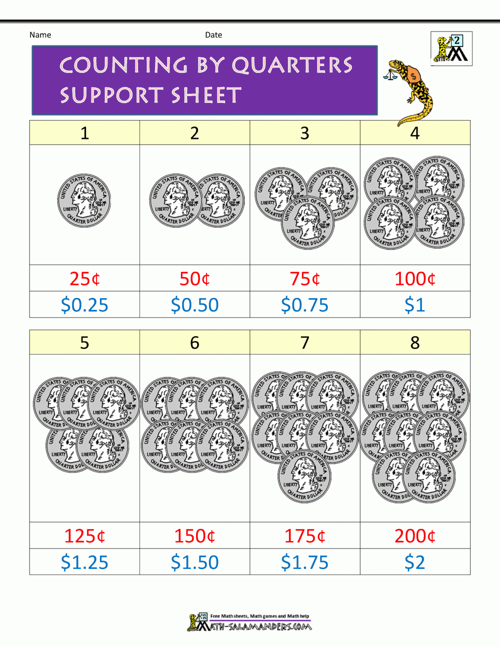 Counting Quarters Worksheet Counting Quarters Worksheet