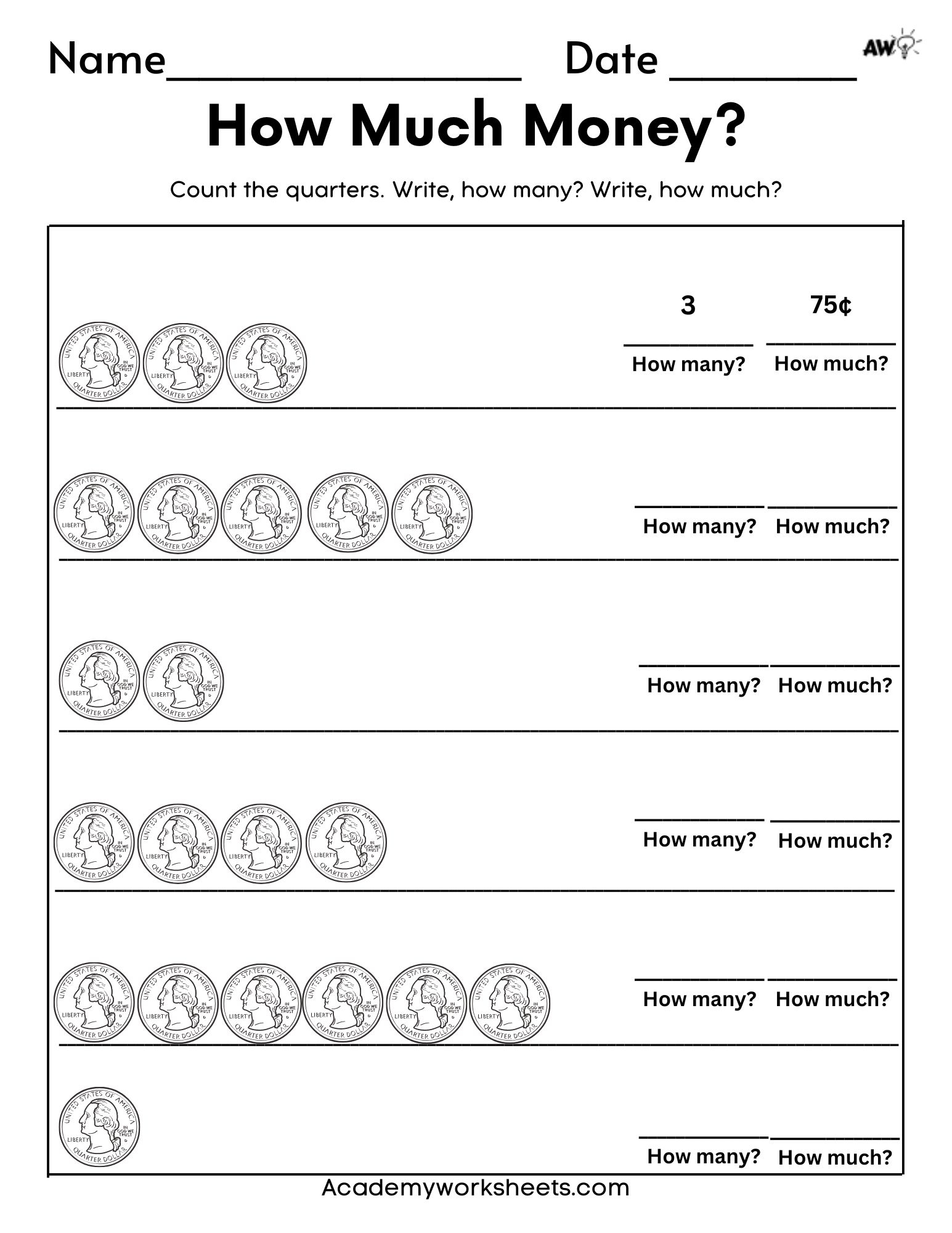 Counting Quarters Printable Worksheets Counting Quarters Printable Worksheets