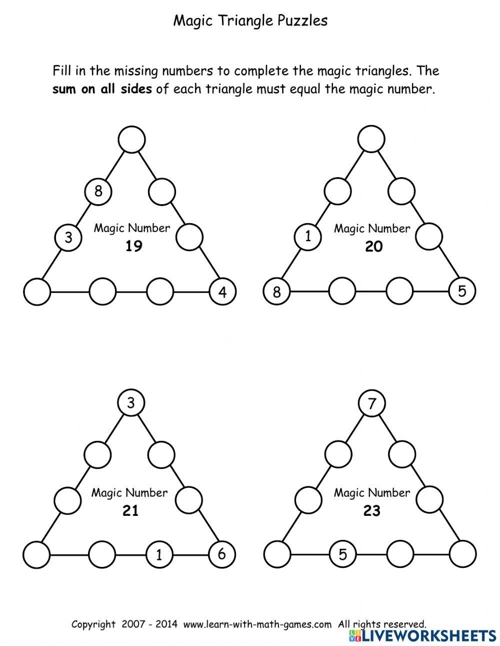 Critical Thinking Magic Triangles Online Exercise For Live Worksheets Library Critical Thinking Magic Triangles Online Exercise For Live Worksheets Library