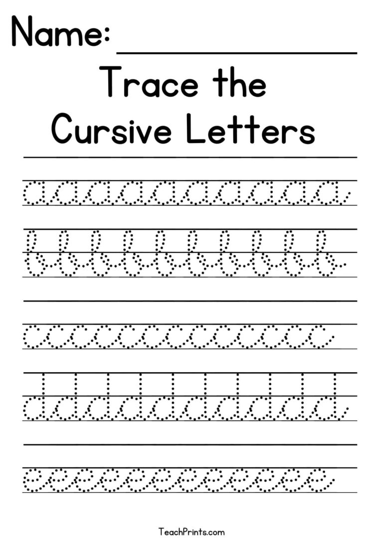 Cursive Alphabet Tracing Worksheets Free Printables Teach Prints
