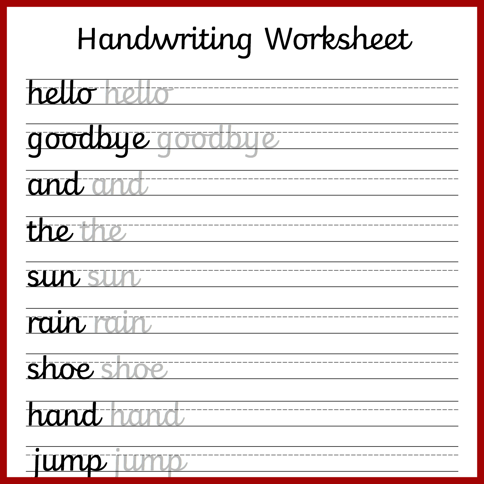 Cursive Writing Words Worksheets Printable Cursive Writing Words Worksheets Printable
