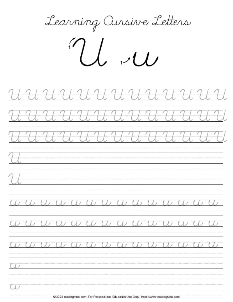 Cursive Writing Practice Sheets PDF ReadingVine Cursive Writing Practice Sheets PDF ReadingVine