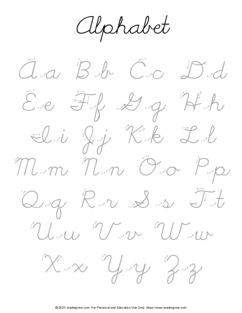 Free Printable Learning Cursive Worksheets