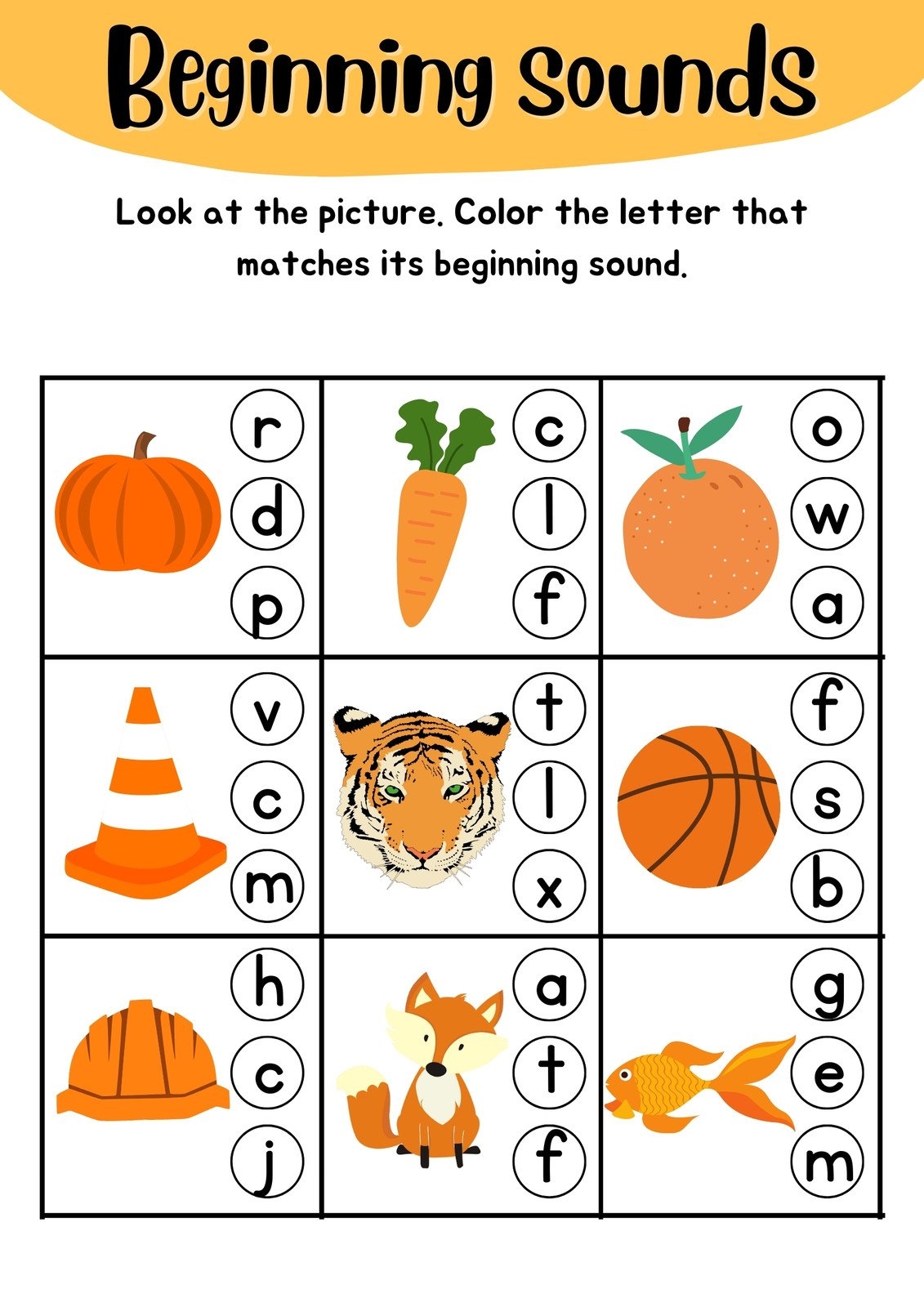 Printable Beginning Sounds Phonics Worksheet Printable Beginning Sounds Phonics Worksheet