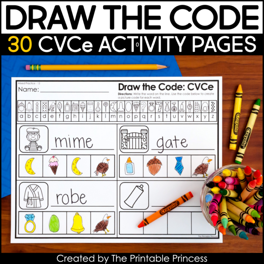 CVCe Worksheets Draw The Code The Printable Princess