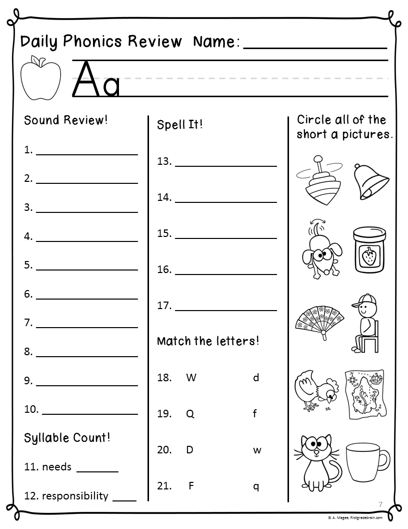 Daily Phonics Review Sheets Works With Or Without Scott Foresman