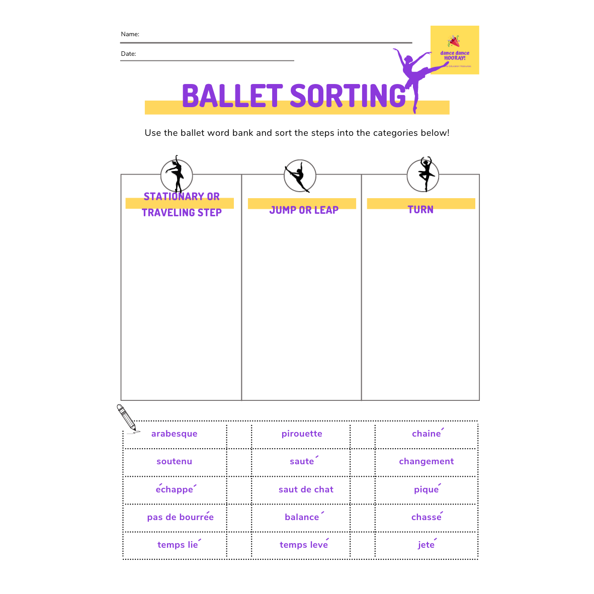 Dance Worksheets Bundle For Elementary U0026 Middle School Age Dance Worksheets Bundle For Elementary U0026 Middle School Age