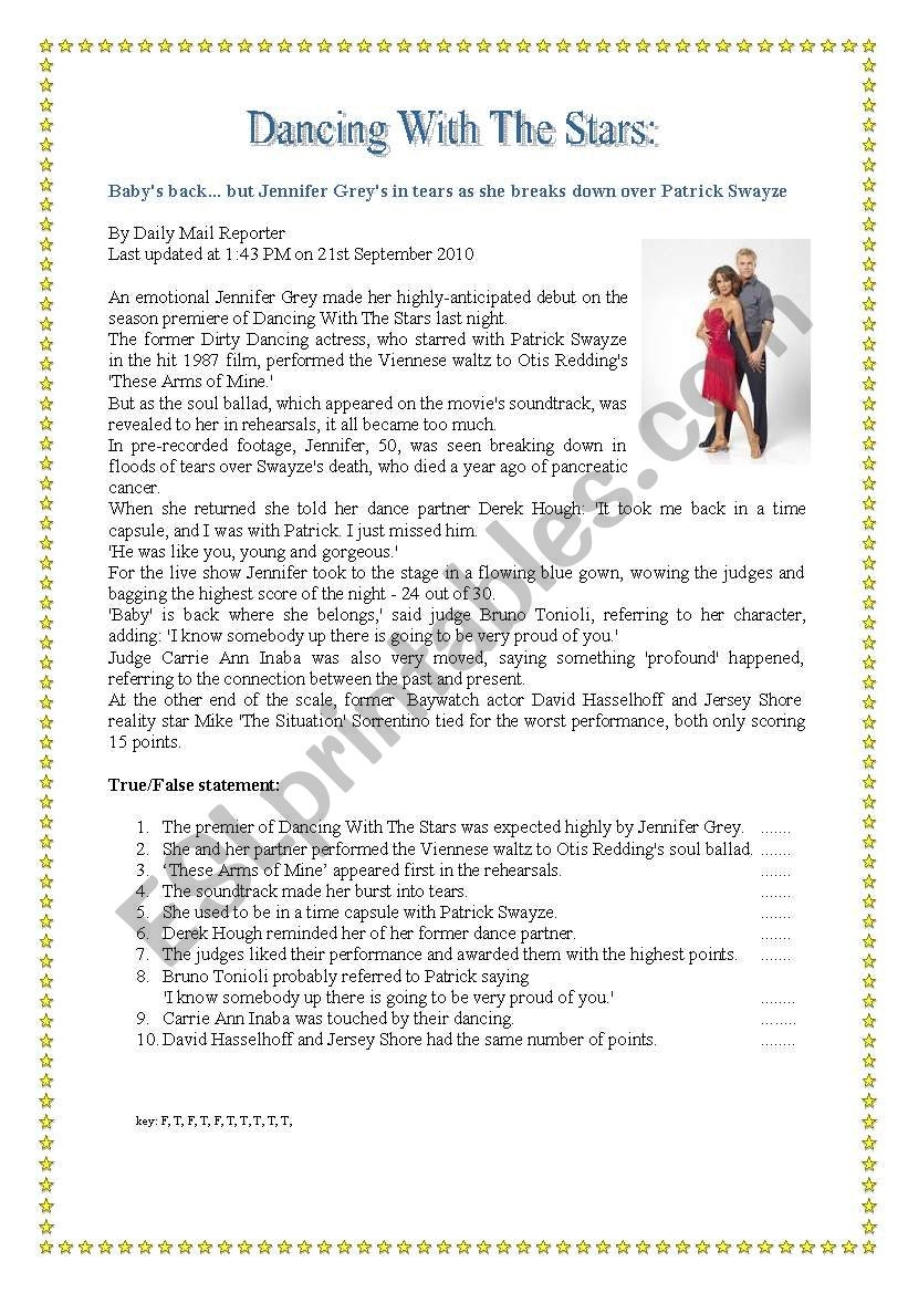 Dancing With The Stars Reading Comprehension ESL Worksheet By Saskat3 Dancing With The Stars Reading Comprehension ESL Worksheet By Saskat3