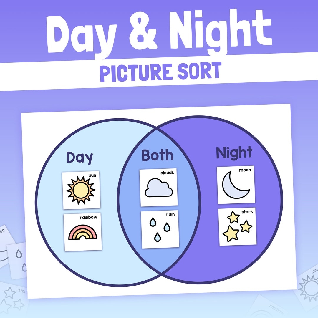 Day And Night Activity Sorting Day Night Sky Worksheet Kindergarten Science printable PDF Etsy