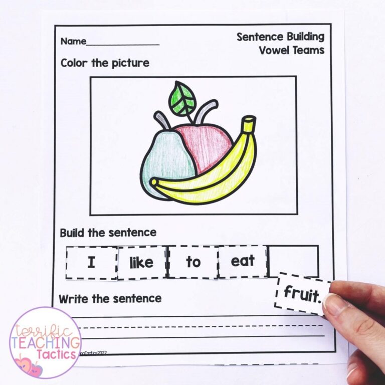 Decodable Sentence Building Worksheets Terrific Teaching Tactics