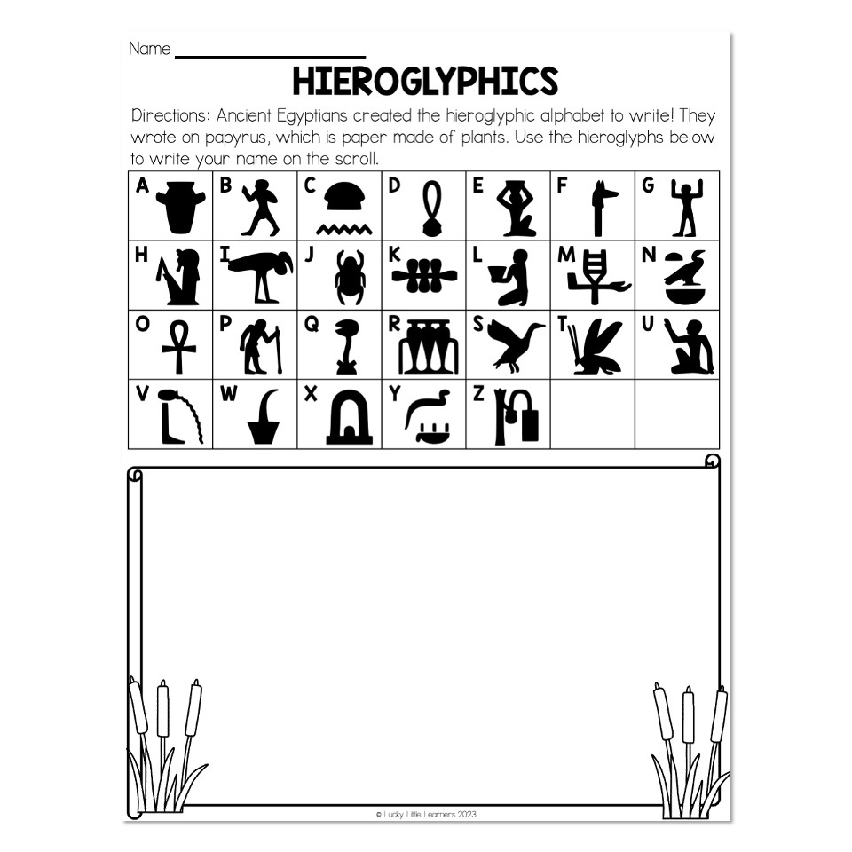 Decode Hieroglyphics Worksheet Printable