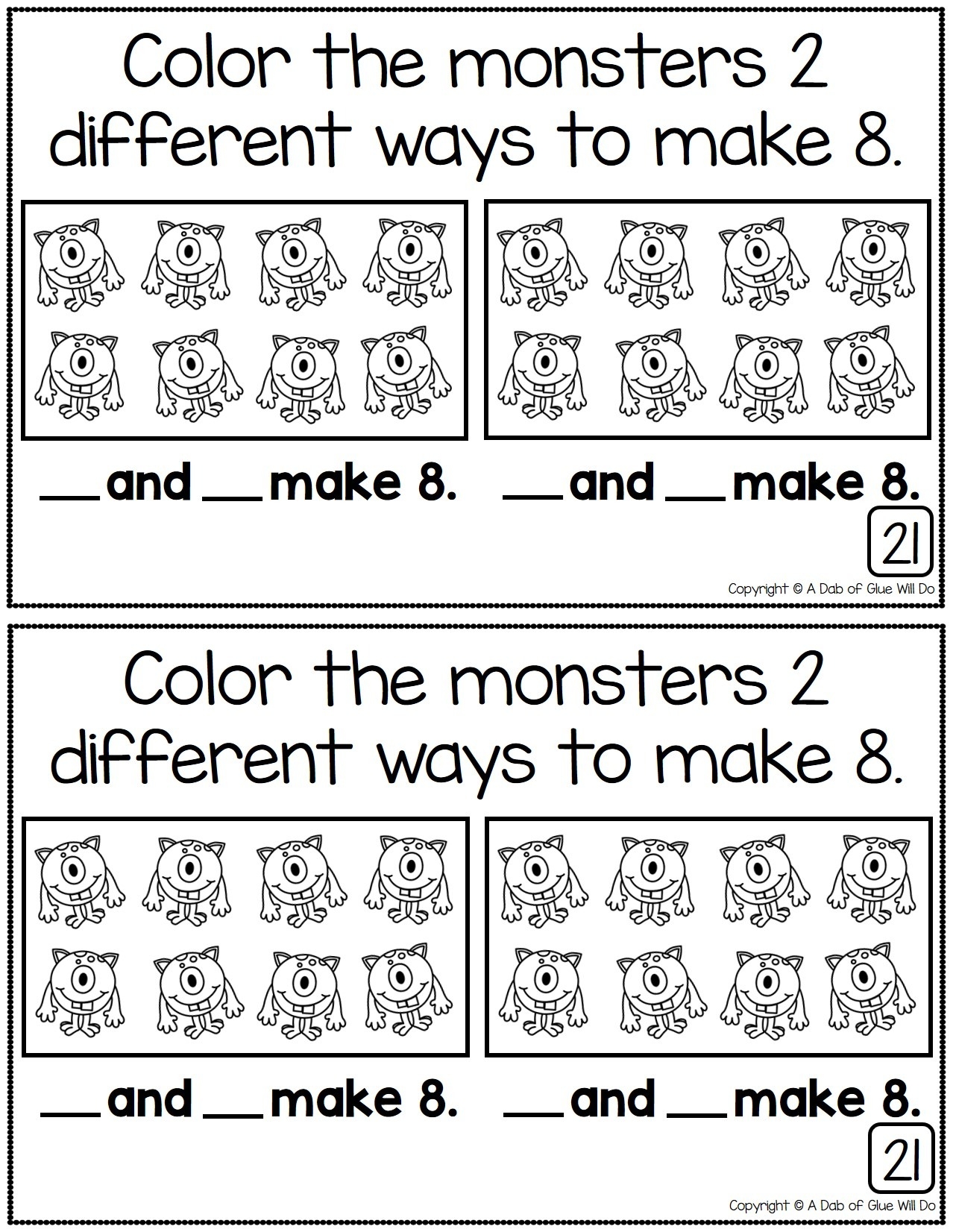 Decomposing Numbers Math Review Journal For Kindergarten
