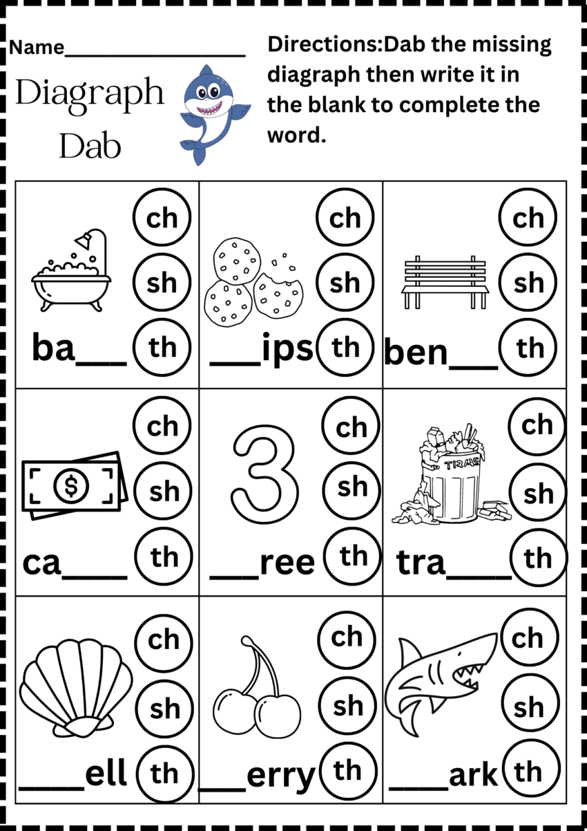 Diagraphs Free Printable