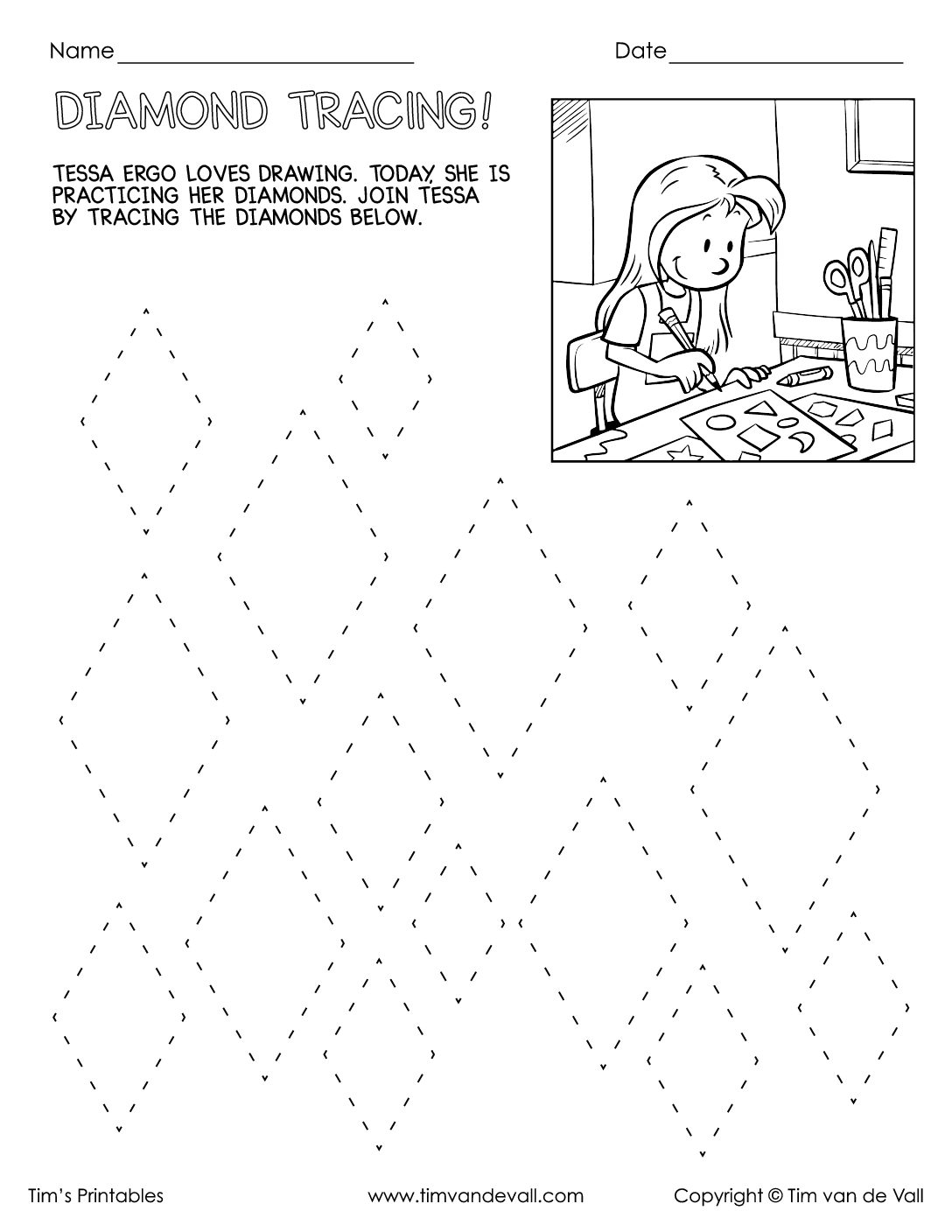 Diamond Tracing Worksheet Tim s Printables Diamond Tracing Worksheet Tim s Printables