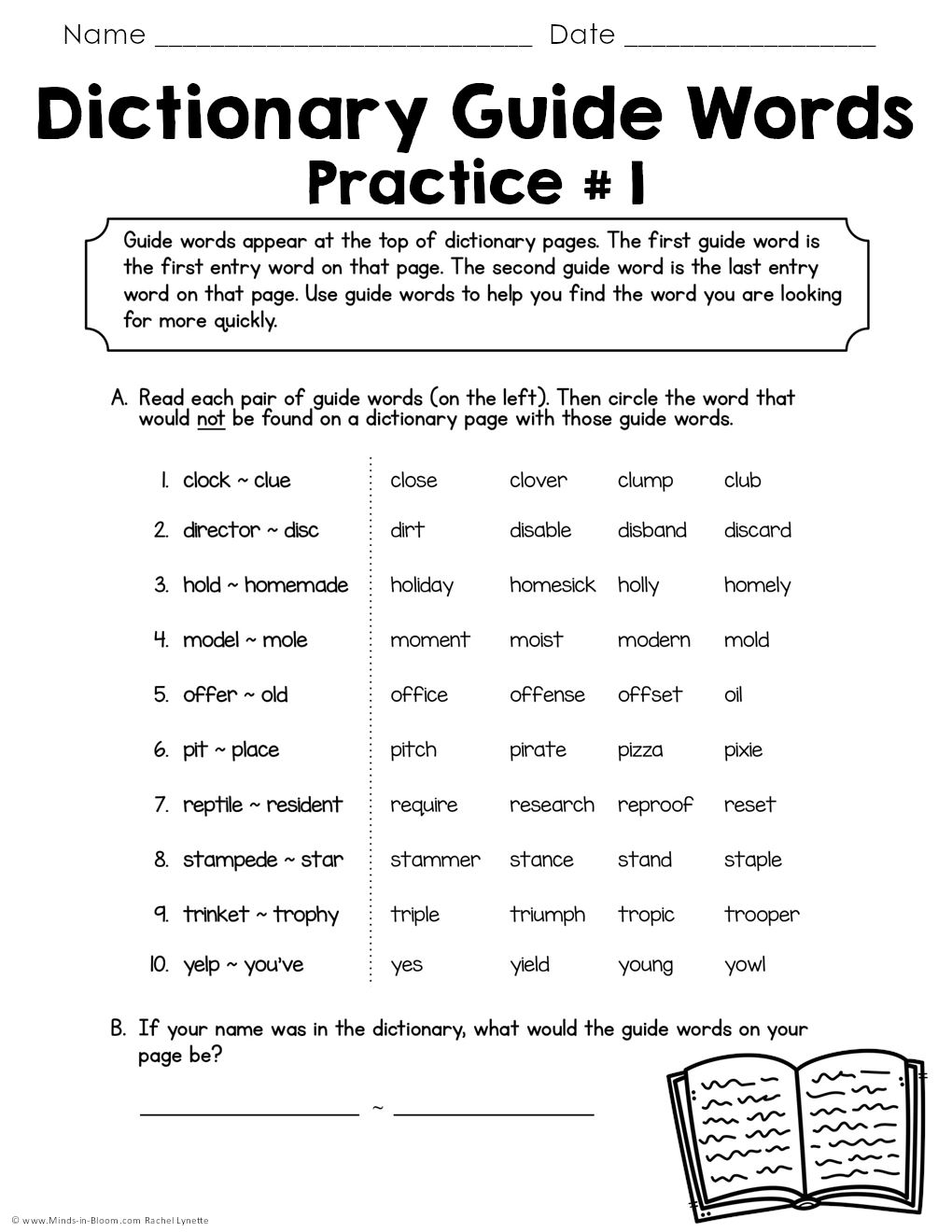 Dictionary Guide Words Practice Worksheet For Grades 3 5 Printable