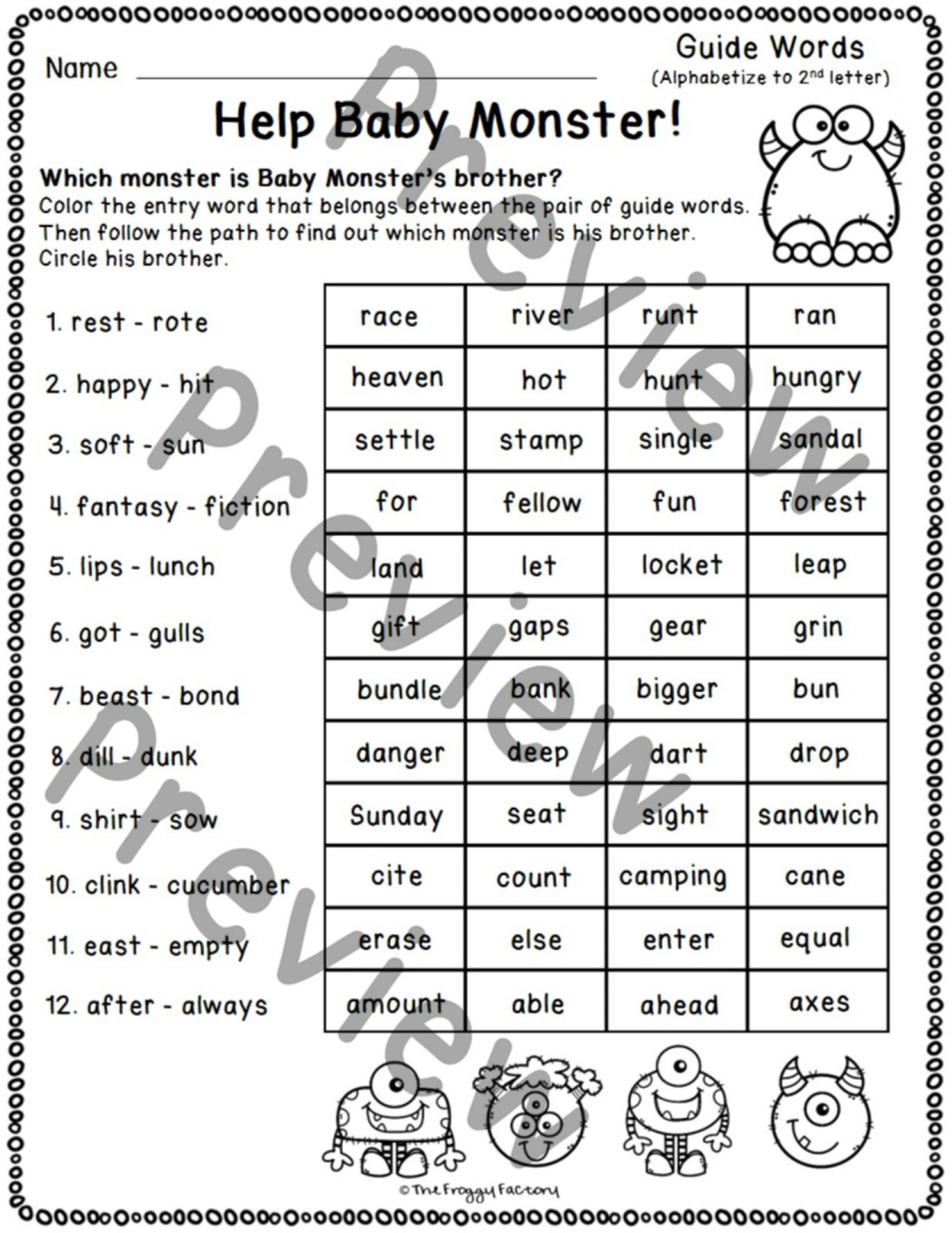 Free Printable Dictionary Skills Worksheets