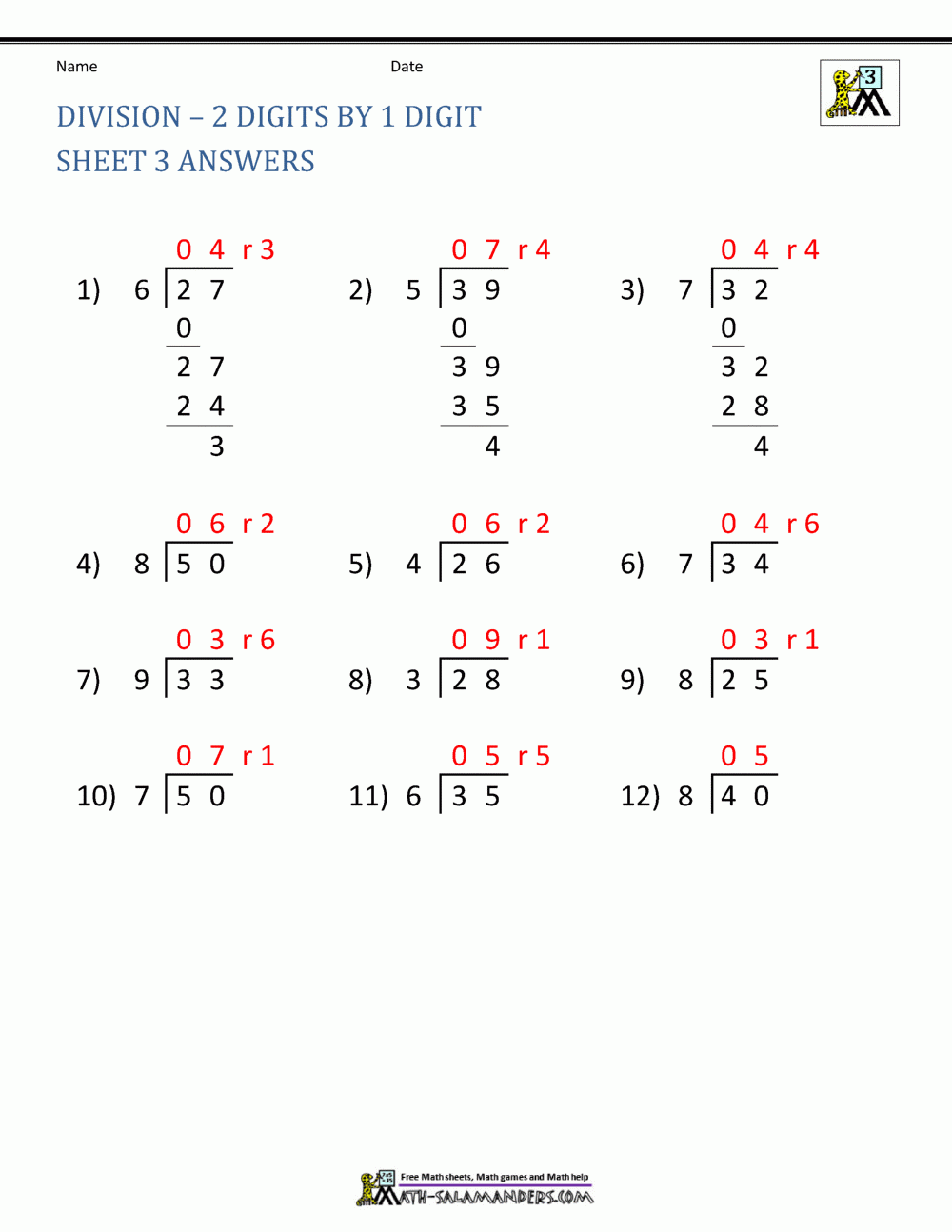 Free Division Worksheets For 3rd Grade Free Division Worksheets For 3rd Grade