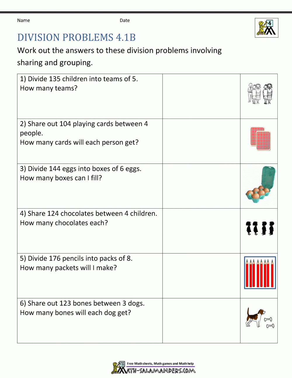 Division Worksheets Grade 4