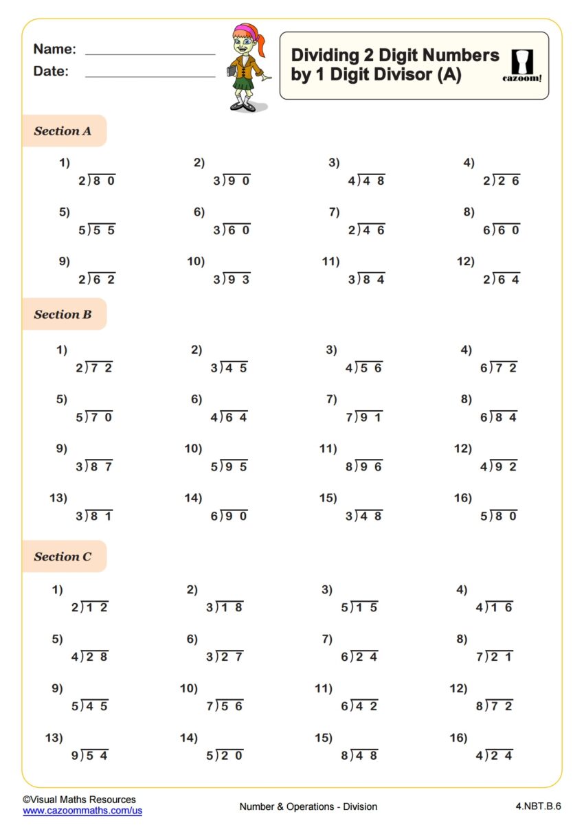 Division Worksheets With Answers Printable PDF Math Worksheets Cazoom Math