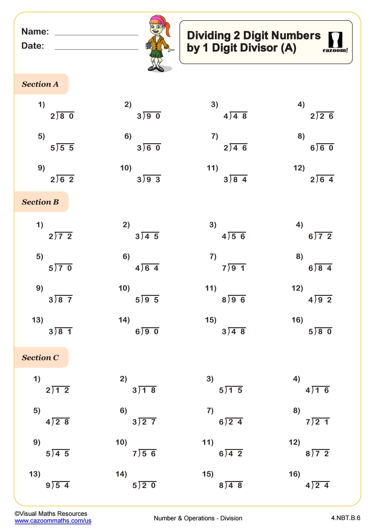 Division Worksheets With Answers Printable PDF Math Worksheets Cazoom Math