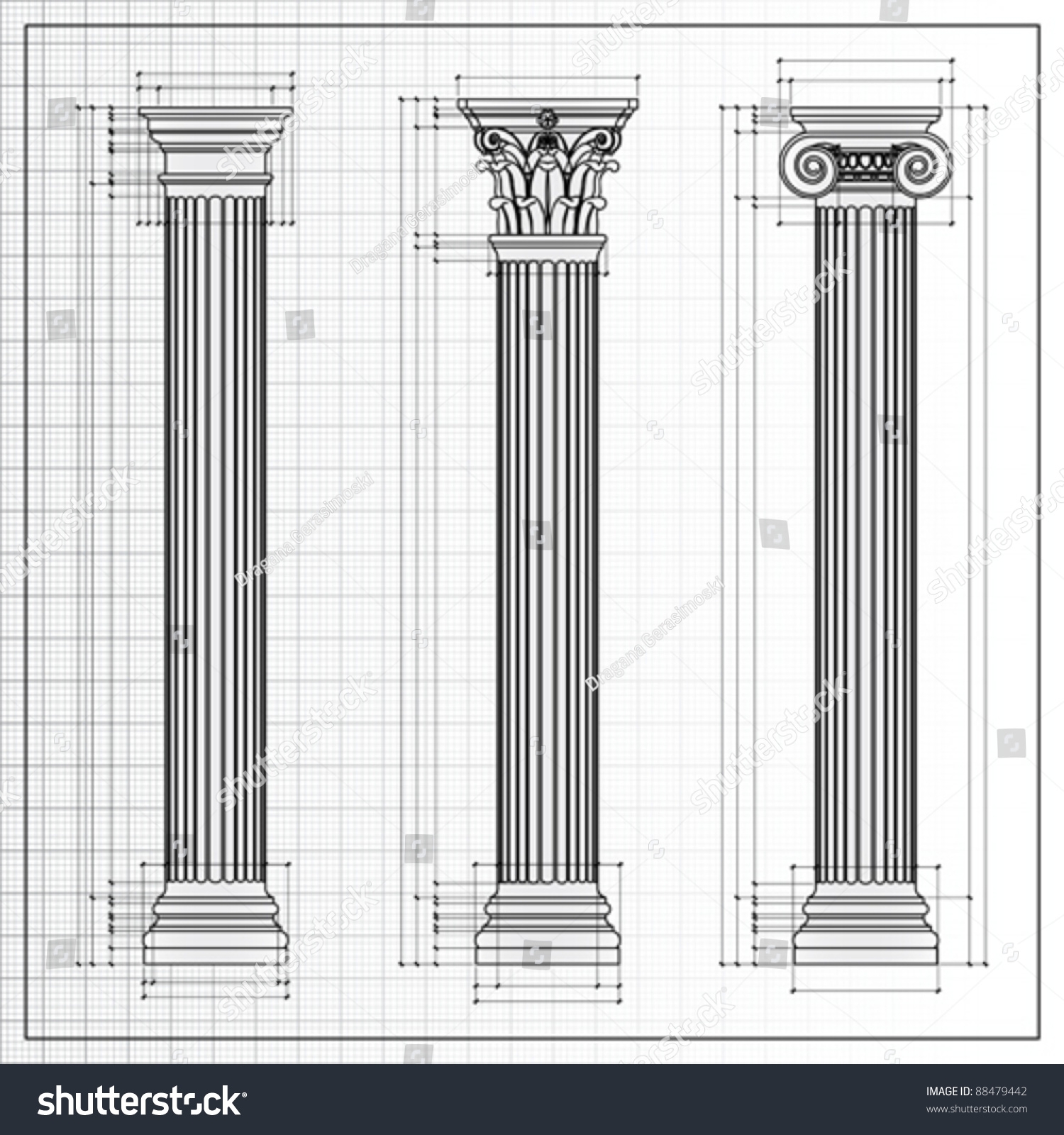 Doric Ionic Corinthian Classic Greek Column Stock Vector Royalty Free 88479442 Shutterstock
