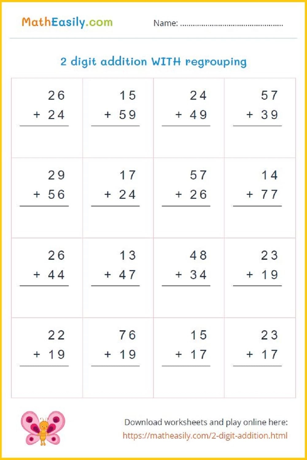 Printable Double Digit Worksheets