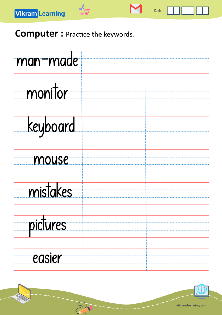 Download Computer Grade 1 Worksheets For Free Vikramlearning