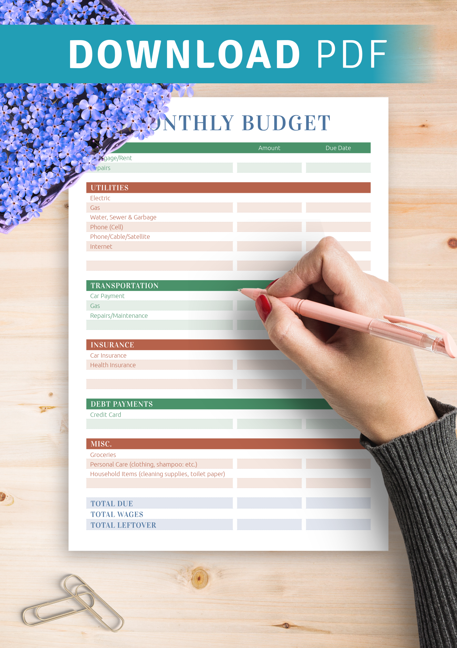 Free Printable House Expenses Worksheet