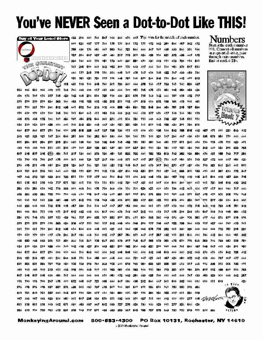 Downloadable Dot to Dot Puzzles